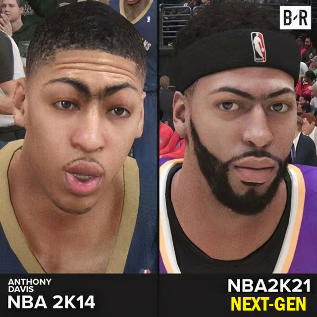 Comparison pictures of NBA 2K14 and NBA 2K21 player Faces